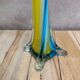 Vintage glass vase in blue and yellow Murano style.