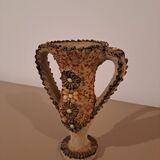 Trophy vase decorated with shells - vintage seaside crafts