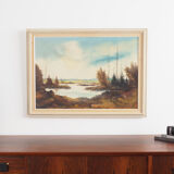Painting „The Autumn Pond”, Scandinavian design, 1970s