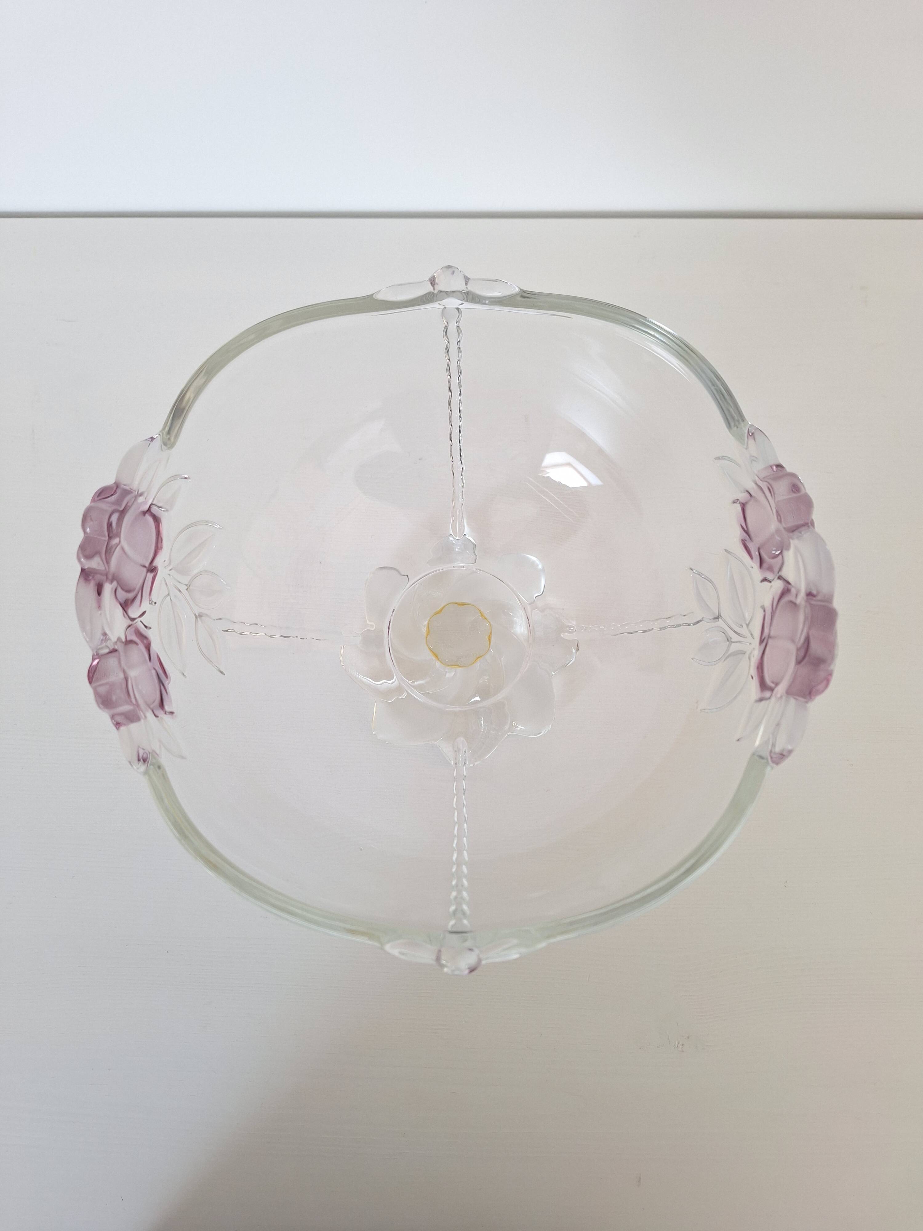 Coupe à fruits en verre blanc et rose