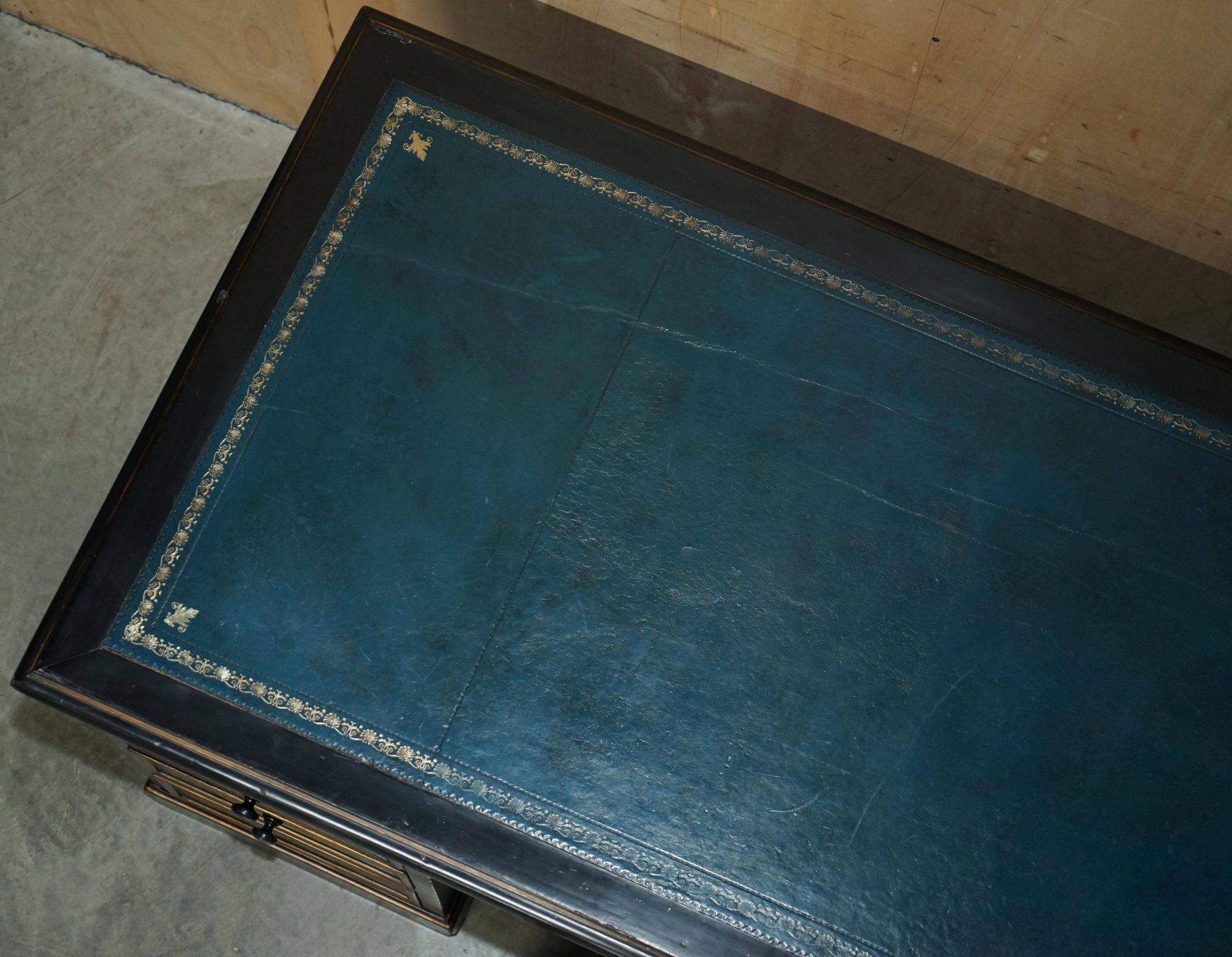 Bureau Chinois Chinoiserie 19ème Siècle Cuir Napoléonien