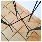 Sellette carrée en métal perforé noir attribuée à Mathieu Matégot