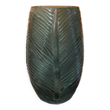 Green glass vase, leaf shape