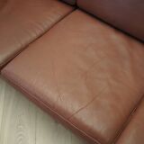 Brown leather sofa, Danish design, 1970s, production: Denmark