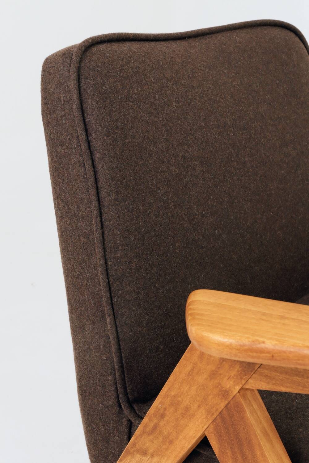 Vintage Lounge Chair Dark Cacao Wool Upholstery