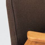 Vintage Lounge Chair Dark Cacao Wool Upholstery