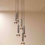 Large mid-century cascade chandelier in chrome