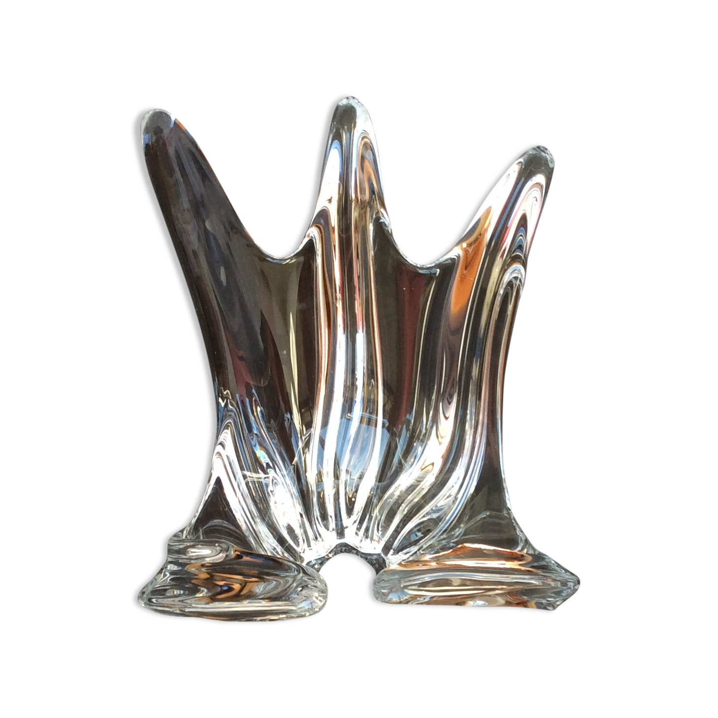 Crystal fruit cup with handles Art Vannes France - vintage