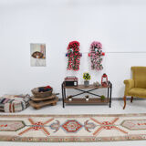 3x11 geometric oushak runner rug,97x348cm
