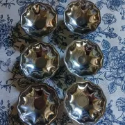 6 antique metal ice cream cups