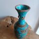 Ugo zaccagnini turquoise ceramic vase with dragon decoration