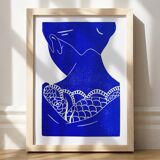 Original linocut - geisha