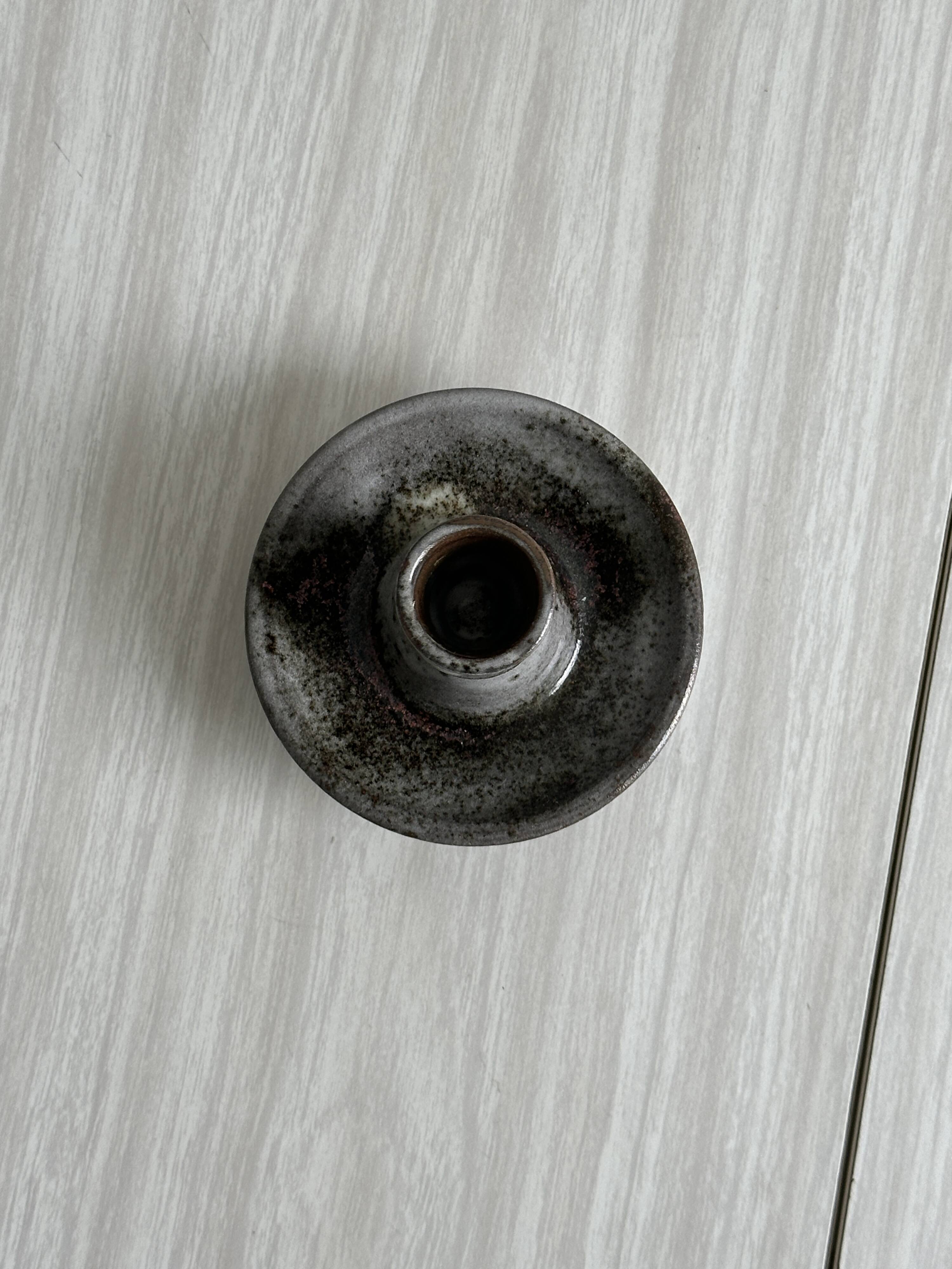 Sanded stoneware candle holder Chantal and Thierry Robert