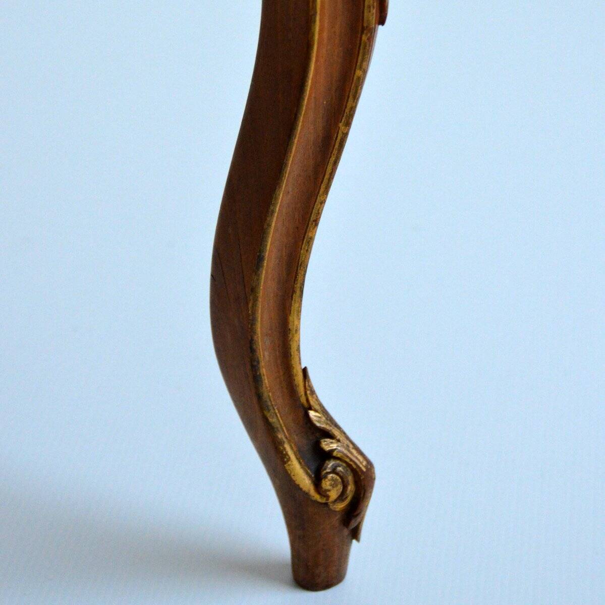 Stool / small bench in canvas, canework and wood late 19th century