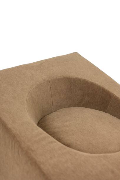 Pair of beige mohair fabric cube armchairs. Contemporary.