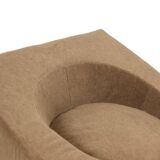 Pair of beige mohair fabric cube armchairs. Contemporary.