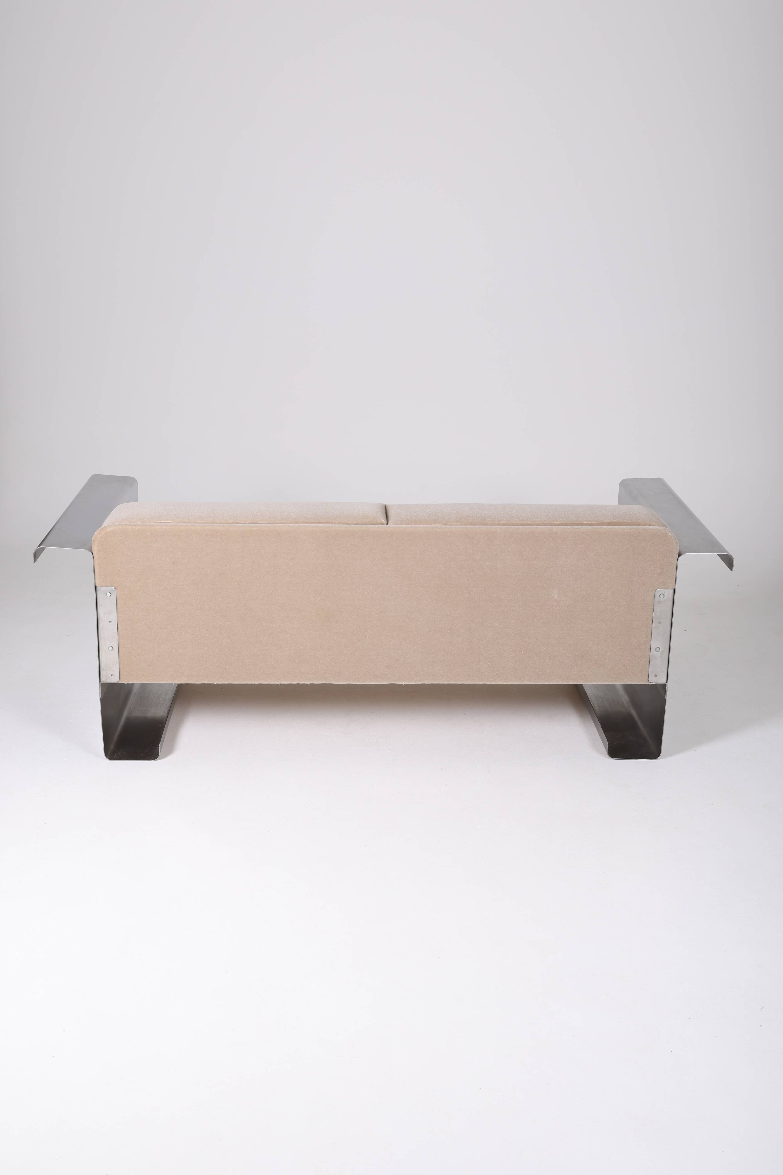 Aluminum and mohair sofa, 1970s