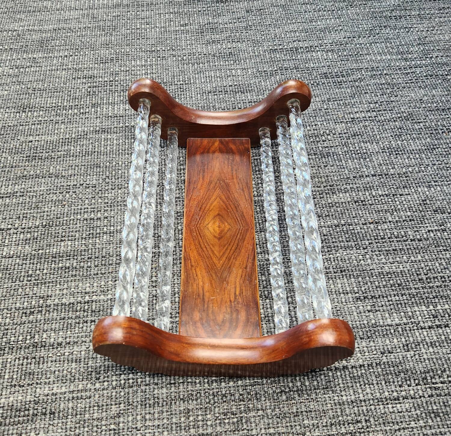 Corbeille en bois et cristal : Art Déco