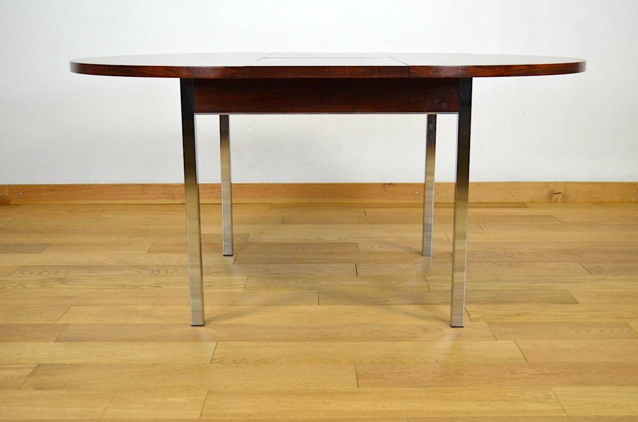 Table de repas en palissandre et chrome 1960