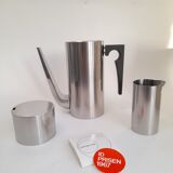 New 1968 Arne Jacobsen coffee pot, cream jug, and sugar bowl for Stelton.