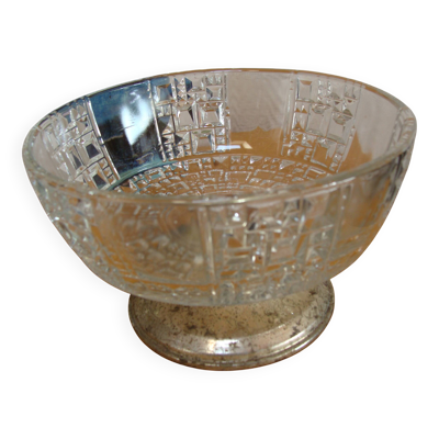 Coupe à fruit cristal et métal art déco