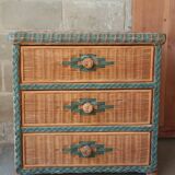 Two-tone rattan chest of drawers