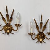 Pair of wheat ear wall lights