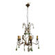 Italian 5-Light Tole Chandelier with Green & Amber Murano Glass Drops,
