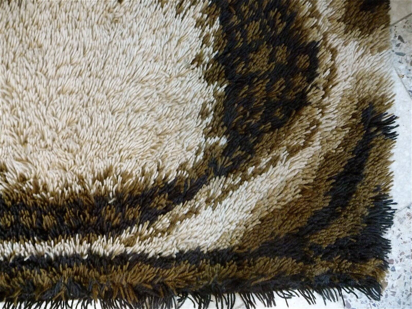 Abstract brown Scandinavian modern rug by Ege Rya, Denmark 1960s