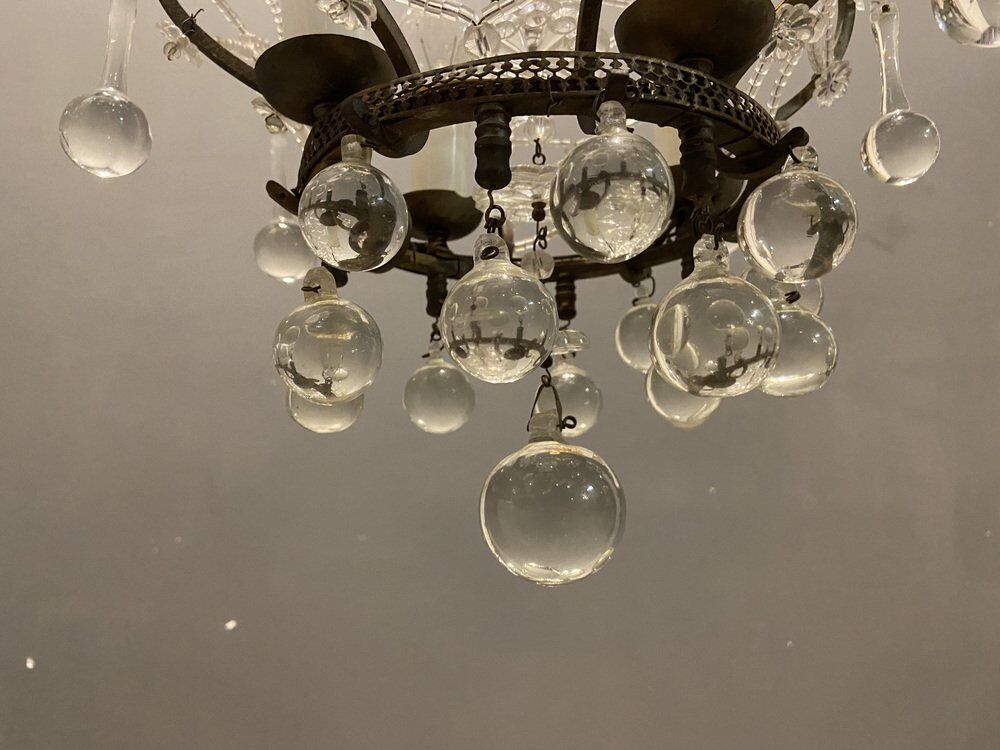 Vintage italian light pendant with murano glass drops