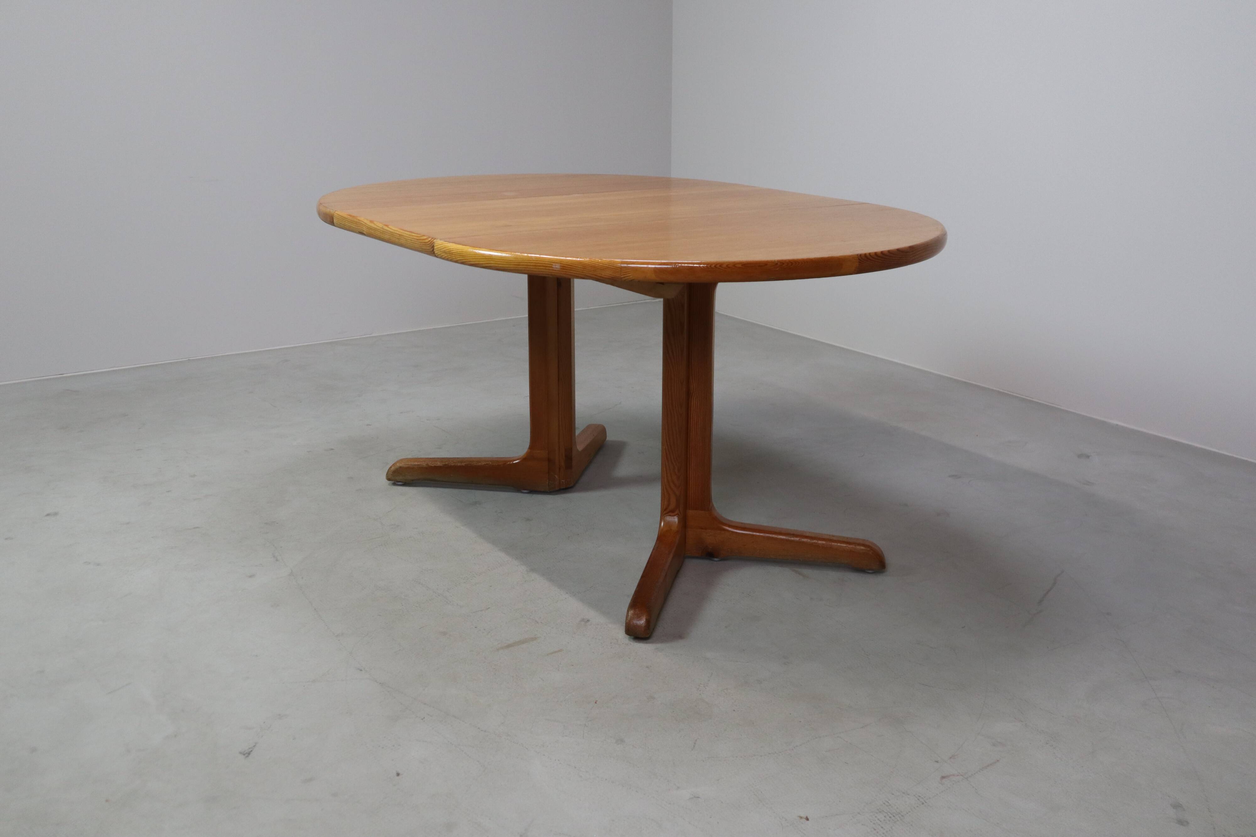 Scandinavian solid pine extendable dining table
