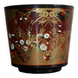 Cache-pot laqué à motifs asiatiques vintage