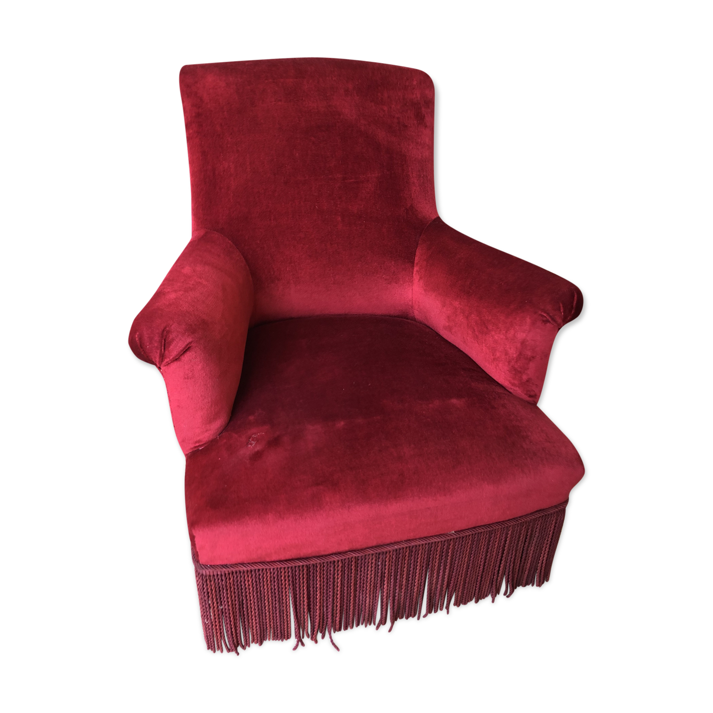 Napoleon III armchair in garnet velvet