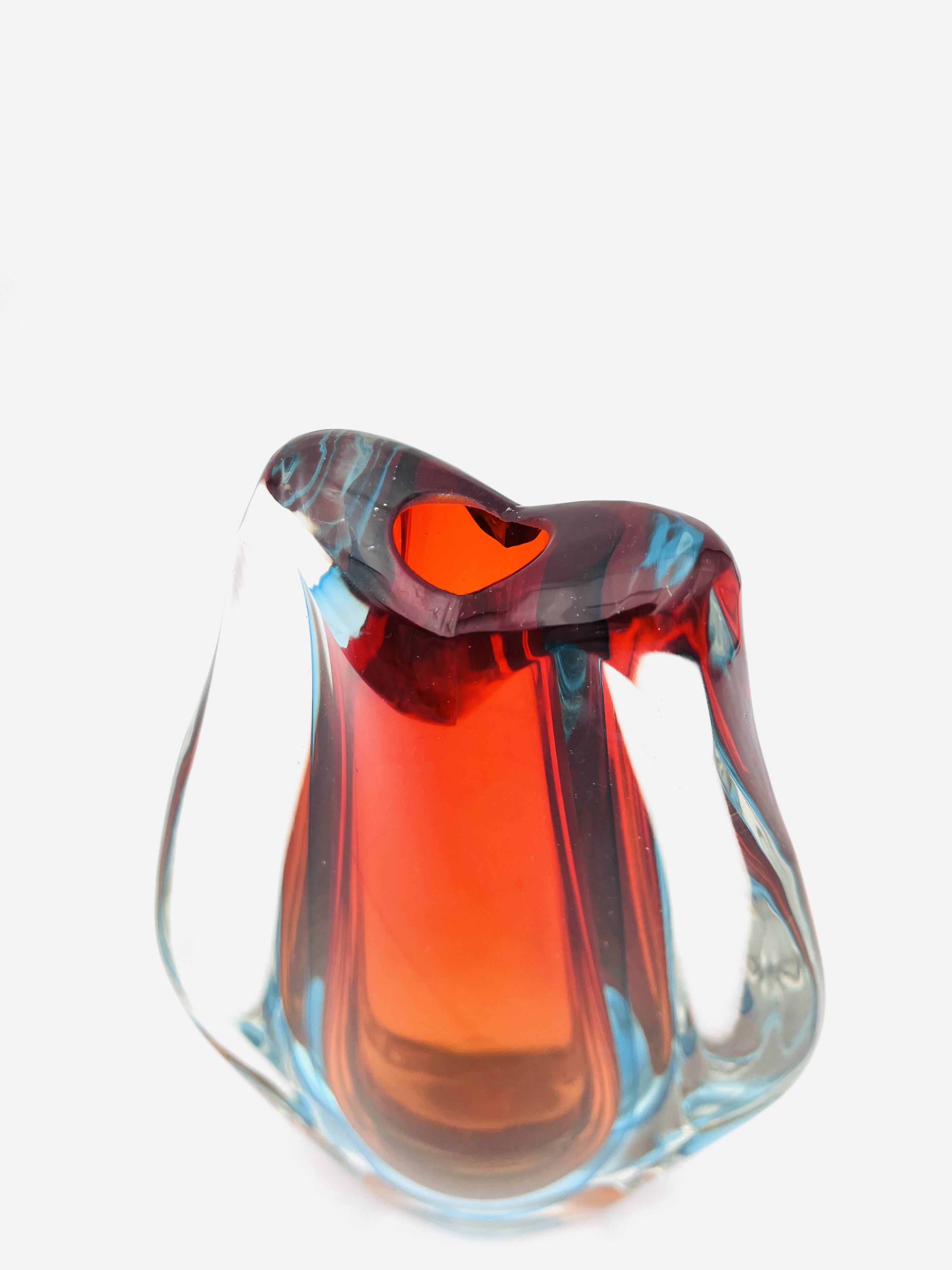 Large Sculptural Sommerso Vase Murano Flavio Poli Seguso Vetri d'Arte