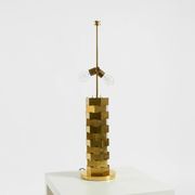 1960s brass table lamp by Vereinigte Werkstätten with an illuminated base