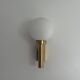 Large minimalist cinema wall light in opal glass and heavy brass, 1960s, Germany