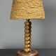 Mid-Century modern brutalist wood turned table lamp Charles Dudouyt style