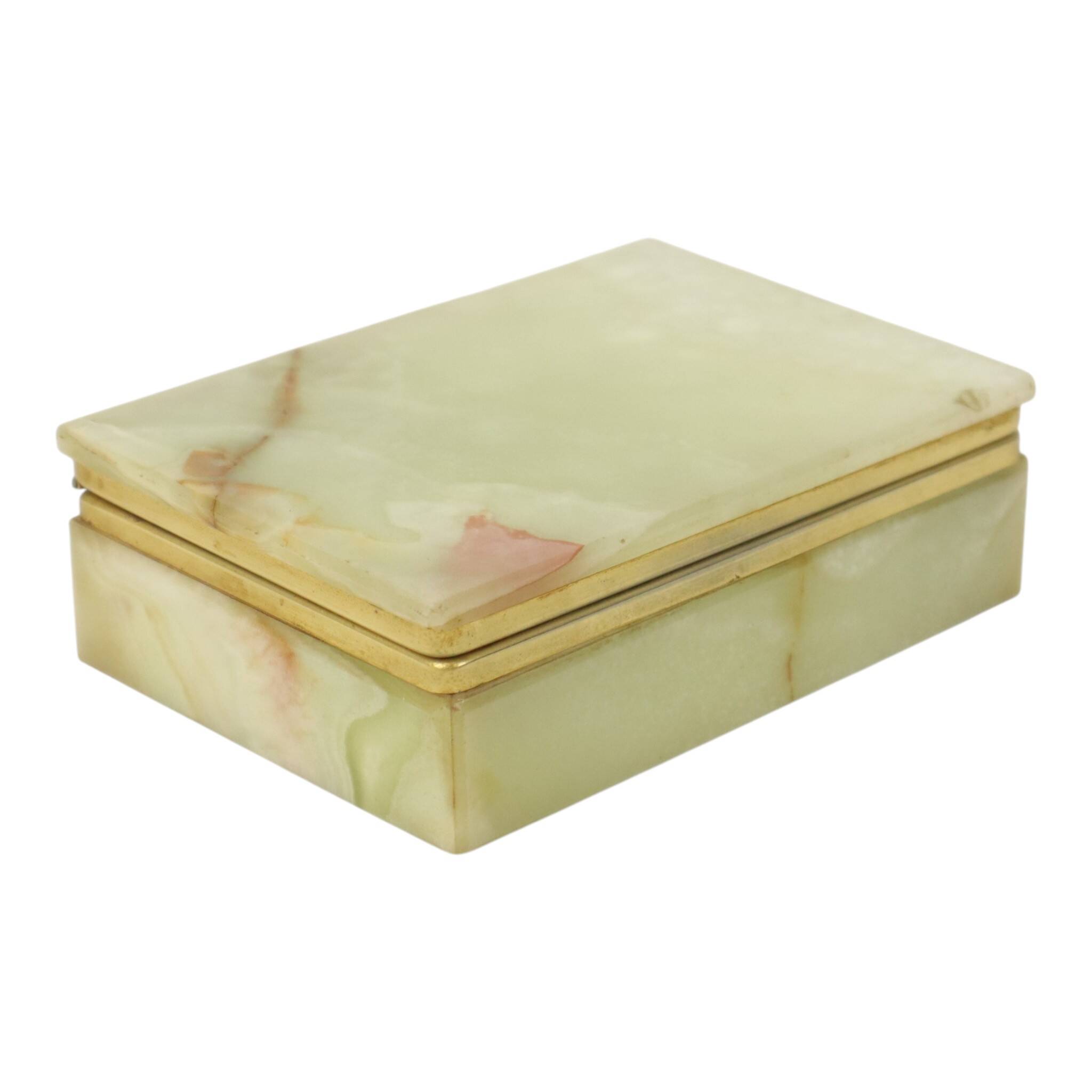 Vintage Italian Smoker's Box Jewelry Box Onyx Natural Stone