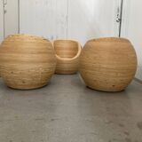 Set of Rattan Bamboo Kids Armchair Mid - Century Gabriella Crespi Style