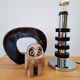 Chrome metal and wood lamp base from the 70s.