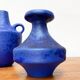 Vases minimalistes allemands bleu cobalt du milieu du siècle de Hartwig Heyne Pottery, années 1960, ensemble de 3