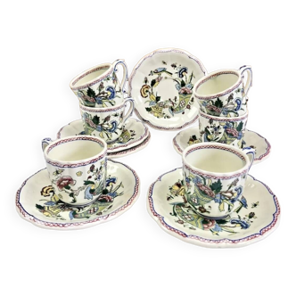 6 cups 6 saucers Gien coffee cornucopia model 1941/1950