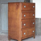 Vintage drawer unit, Art Deco wooden furniture, chest of drawers, tallboy.