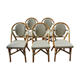 Chairs of terrace bistro type parisien in rattan et scoubidou
