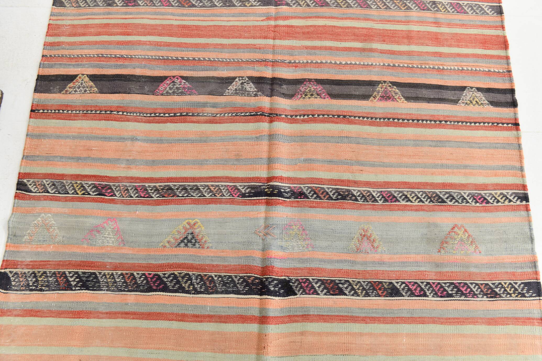 5x10 Kilim Colorful Striped Vintage Kilim Rug, 145x288Cm