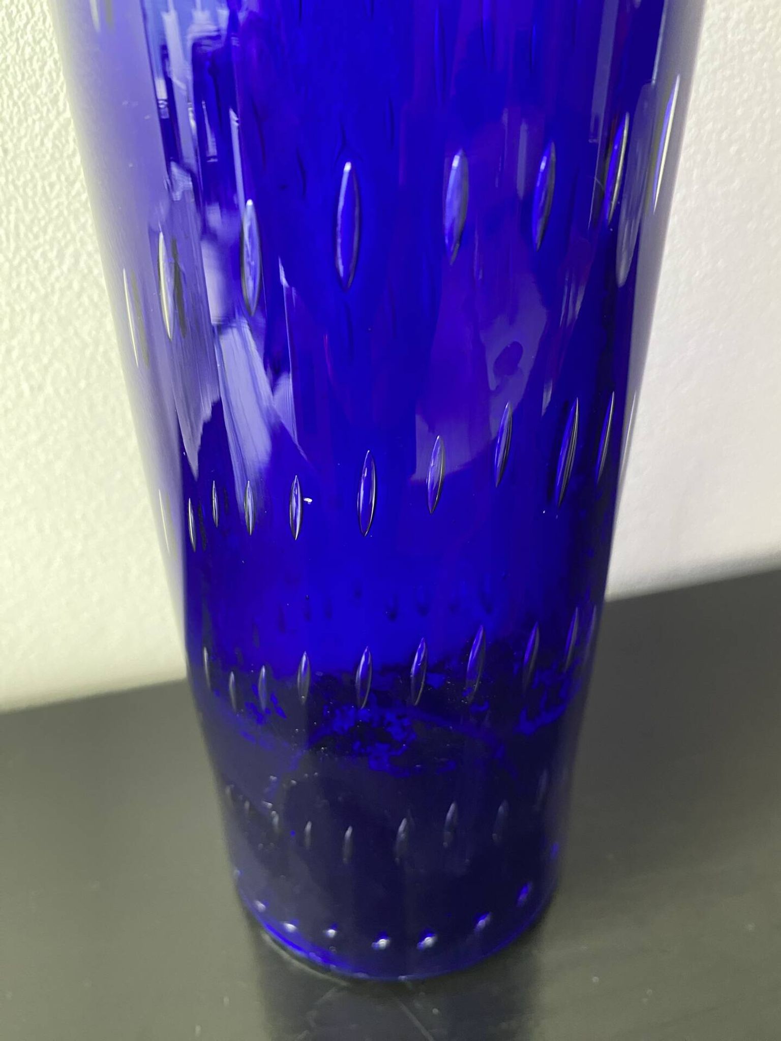 Vintage Scandinavian cobalt blue bubble glass vase from the brand.