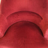 Fauteuil crapaud en velours rouge