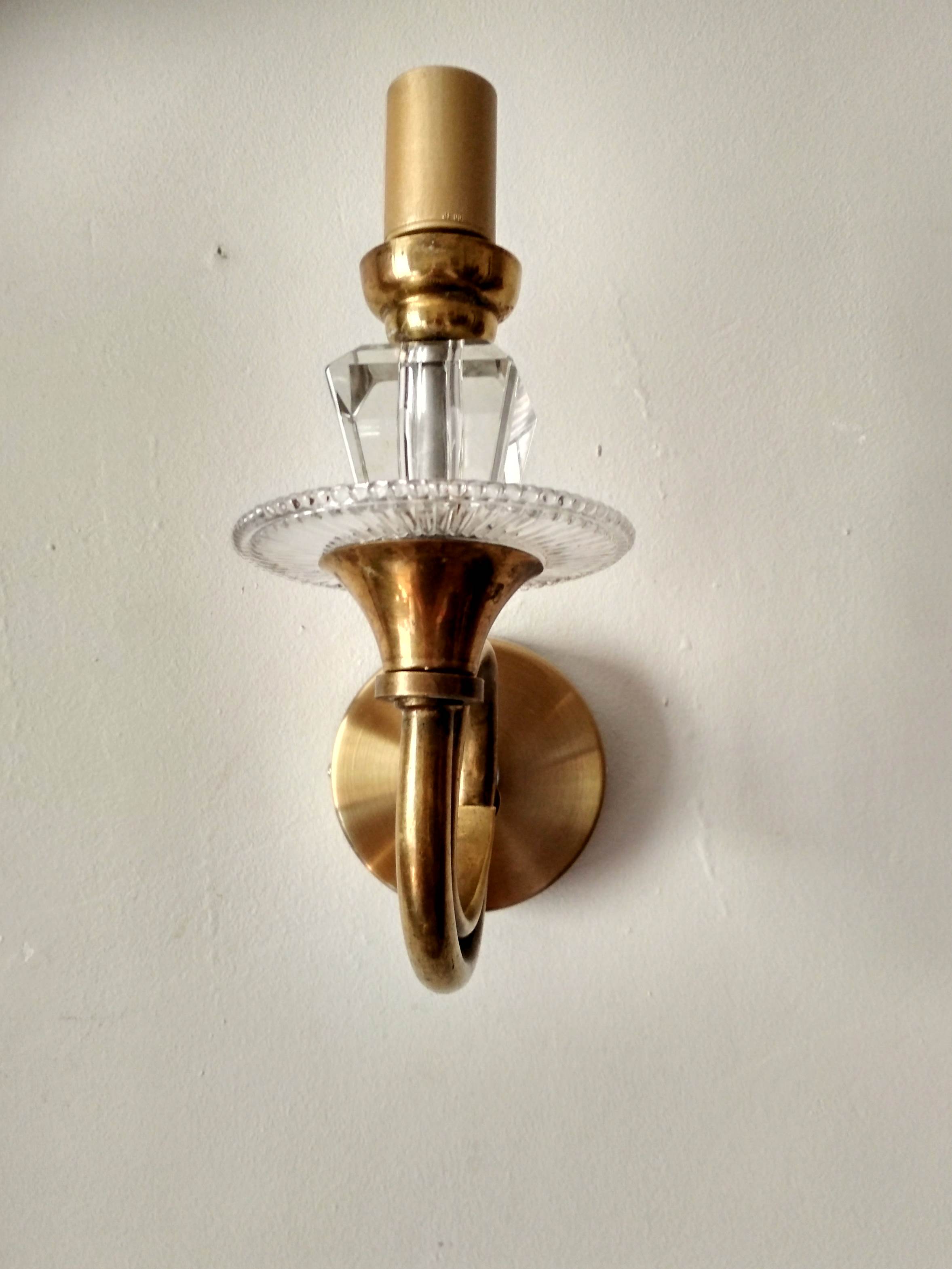 Pair of old brass wall sconces