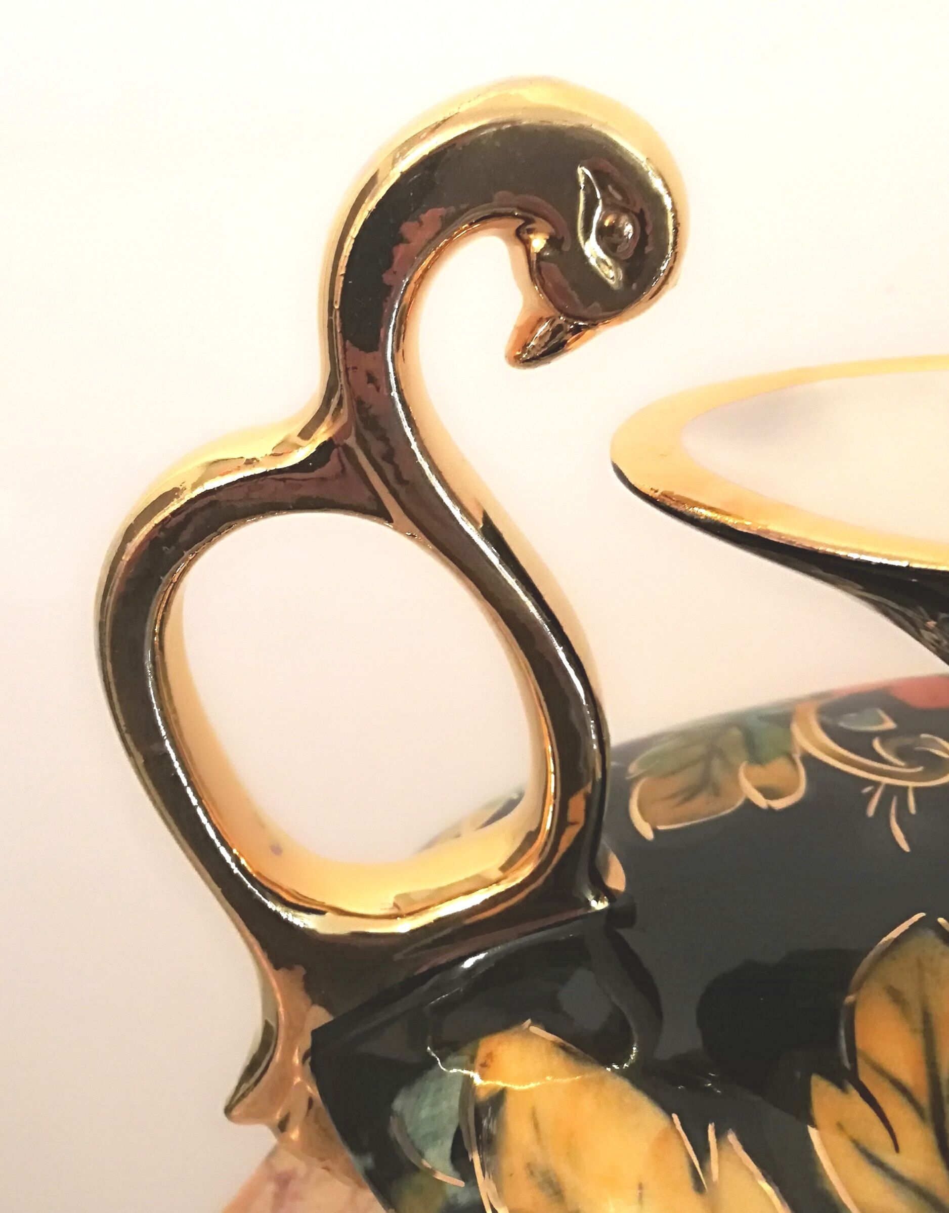 Ceramic planter swan-headed handles by Hubert Bequet