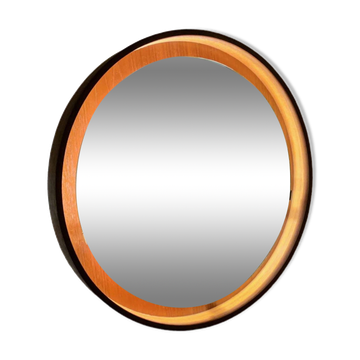 Teak, illuminated mirror, Italy, 1960s